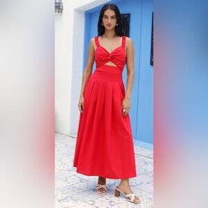 Fortunate One Cherry Kisses Maxi Dress in Red Size Medium NEW